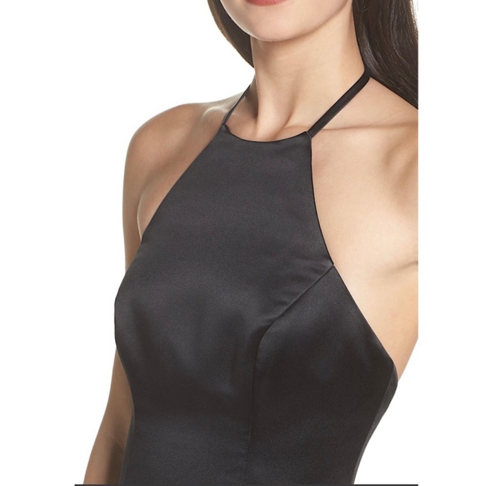 NWT never worn Hayley Paige 
Style 5811 
black satin gown 
size 12